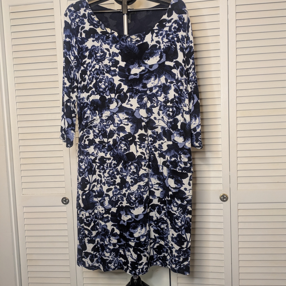 INC International Concepts Navy and White Floral Dress